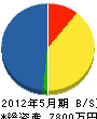 新居開発 貸借対照表 2012年5月期 新居開発 貸借対照表 2012年5月期