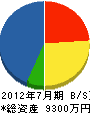 エイチケイ 貸借対照表 2012年7月期 エイチケイ 貸借対照表 2012年7月期
