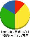 服部冷暖房 貸借対照表 2012年3月期 服部冷暖房 貸借対照表 2012年3月期