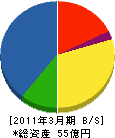 白月工業 貸借対照表 2011年3月期 白月工業 貸借対照表 2011年3月期