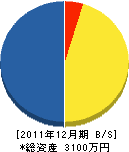 伸陽建設 貸借対照表 2011年12月期 伸陽建設 貸借対照表 2011年12月期
