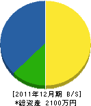 籔内住設 貸借対照表 2011年12月期 籔内住設 貸借対照表 2011年12月期