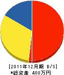 大前建設 貸借対照表 2011年12月期 大前建設 貸借対照表 2011年12月期