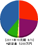 渡辺建設 貸借対照表 2011年10月期 渡辺建設 貸借対照表 2011年10月期