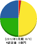 上野ガス 貸借対照表 2012年3月期 上野ガス 貸借対照表 2012年3月期