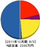 辰巳水道電気工事 貸借対照表 2011年12月期 辰巳水道電気工事 貸借対照表 2011年12月期
